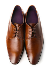 Stylish male shoes on white background