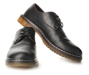 Stylish male shoes on white background