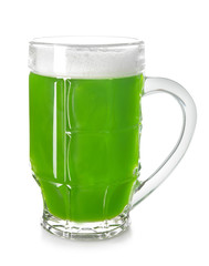 Mug of green beer on white background. St. Patrick's Day celebration