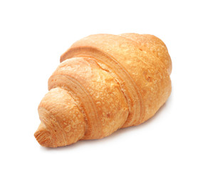 Tasty croissant on white background