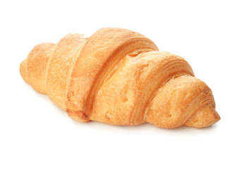 Tasty croissant on white background