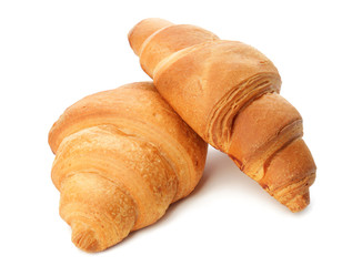 Tasty croissants on white background