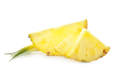 Fresh cut pineapple on white background