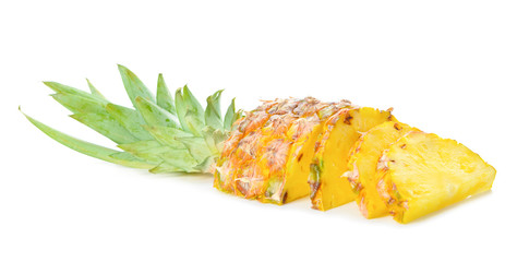 Fototapeta na wymiar Fresh cut pineapple on white background