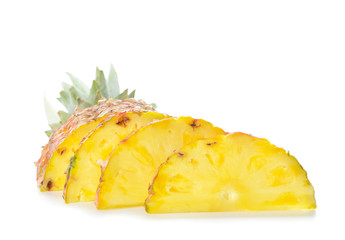Fresh cut pineapple on white background