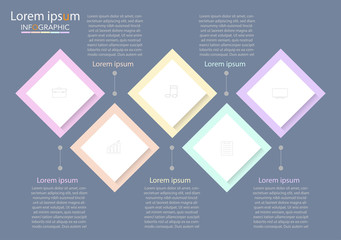 Infographic business concept design with icons and 5 options or steps. Thin line vector. Can be used for flow charts, presentations, web sites, banners, printed materials. EPS 10