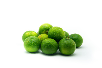 Fresh green lime on a white background
