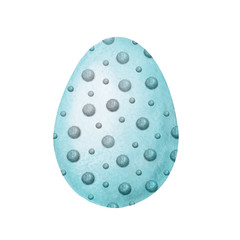 Blue egg with a silver pattern close-up for the design of Easter products. Hand drawn watercolor and graphic illustration isolated on white background. Printing wallpapers, packaging, wrappers, card