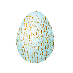 White egg with a golden pattern close-up for the design of Easter products. Hand drawn watercolor and graphic illustration isolated on white background. Printing on wallpaper, packaging, wrapper, card