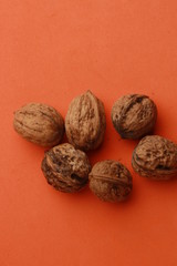 Garlic walnuts in color background