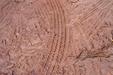 Wheel marks on the ground