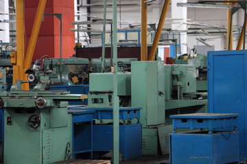 Metal-removal machine tools in Soviet Machine tool factory workshop