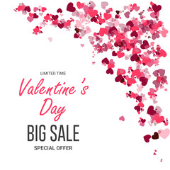 Valentines day vector, Valentines Day background template. Happy valentines day greeting text in white space with hearts shape elements and decorations. Vector illustration.