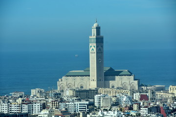 Fototapeta na wymiar Casablanca's Hassan II. mosque from above