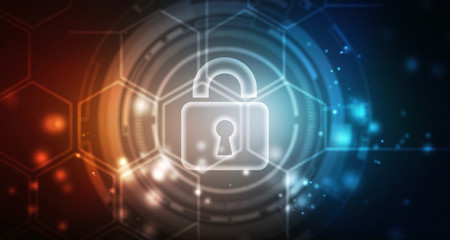 2d illustration Safety concept: Closed Padlock on digital background