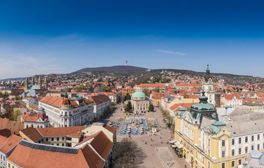 Obraz premium Bird eye view of Pecs, Hungary