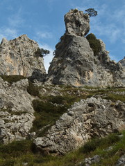 Scenic rock at hiking track Ruta del Cares from Poncebos to Cain in Picos de Europa in Asturia,Spain,Europe