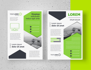 Brochure design template, flyer size A4 cover geometric green color