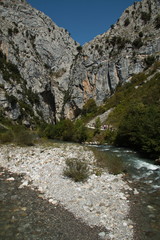 Valley of Rio Cares at hiking track Ruta del Cares from Poncebos to Cain in Picos de Europa in Asturia,Spain,Europe
