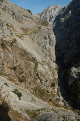 Valley of Rio Cares at hiking track Ruta del Cares from Poncebos to Cain in Picos de Europa in Asturia,Spain,Europe