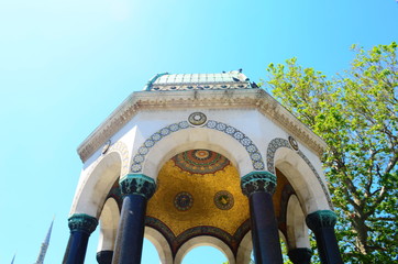 Spring park in Istanbulat sunny day