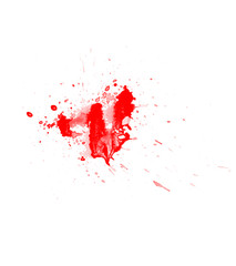 Blood blot brush illustration. Red splash background