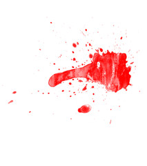 Red splatter isolated on white background. Red paint splash brush illustration