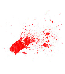Blood splatter brush illustration. Bllod splash and drops isolated on white background