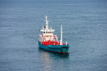 Fototapeta premium small tanker for supplying large ships