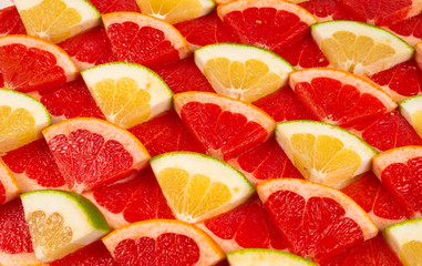 Pomelo and grapefruit slices background.