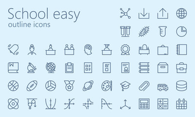 School easy outline icon set
