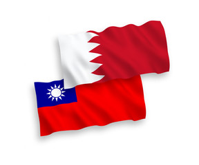 Flags of Bahrain and Taiwan on a white background