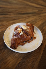 Dessert Tiramisu with fruit peach and banana