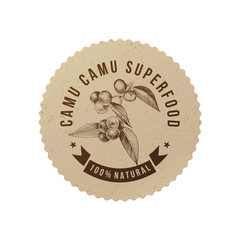 Eco emblem with type design and camu camu berries