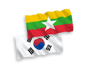 Flags of South Korea and Myanmar on a white background