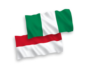 Flags of Indonesia and Nigeria on a white background