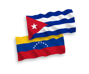 Flags of Venezuela and Cuba on a white background