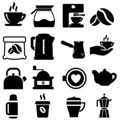 coffee icon vector set. breakfast illustration sign collection. moka symbol.