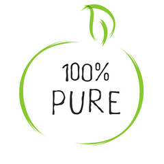 100 Pure label and high quality product badges. Bio healthy Eco food organic, bio and natural product icon. Emblems for cafe, packaging etc. Vector