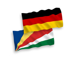 Flags of Seychelles and Germany on a white background