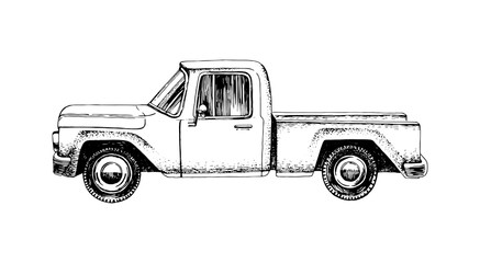 Hand drawn pickup car © Marina Gorskaya