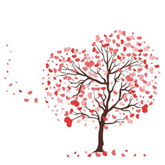 Obraz na płótnie Canvas Tree with leaves in the shape of hearts isolate on a white background. Vector graphics