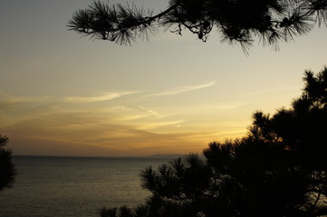Fototapeta na wymiar At the sunset of Katsurahama