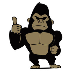 グーのサインをしているかわいいゴリラ © Tabata Art Studio