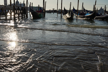 Gondolas at high tide