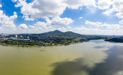 Skyline of Nanjing City in A Sunny Day Taken with A Drone