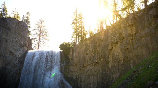 The beautiful Rainbow Falls in the Ansel Adams Wilderness near Mammoth Lakes California USA