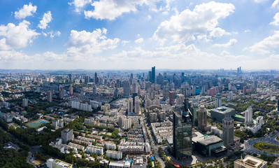 Skyline of Nanjing City in A Sunny Day Taken with A Drone