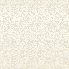 Seamless cream abstract pattern with plant elements
