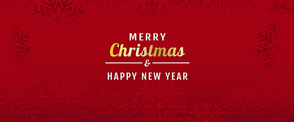 Merry Christmas and Happy New Year banner with snowflakes.